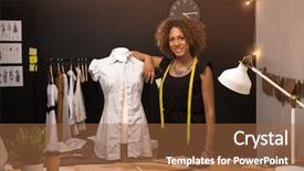  Presentation with fashion - Presentation design enhanced with portrait of a young fashion background and a tawny brown colored foreground