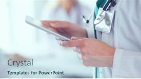  Presentation with medical hand - Slides enhanced with portrait-of-a-young-female background and a sky blue colored foreground