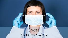  Presentation with mask nurse - Presentation design consisting of portrait-of-a-young-female background and a light blue colored foreground