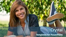  Presentation with worried young female college student - Presentation theme with portrait of a young female background and a  colored foreground