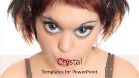  Presentation with blue eyes technology eye scan - Colorful slide deck enhanced with portrait of a young girl backdrop and a lemonade colored foreground