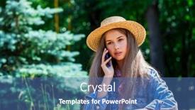  Presentation with straw - PPT theme enhanced with portrait-of-a-young-girl background and a ocean colored foreground