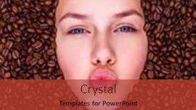 Presentation with coffee beans - Beautiful theme featuring portrait-of-a-young-girl backdrop and a red colored foreground