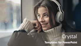  Presentation with tram - PPT layouts consisting of portrait-of-a-young-girl background and a gray colored foreground