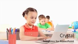  Presentation with school desk - Slide deck consisting of portrait of a young girl background and a lemonade colored foreground