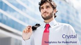  Presentation with rock minerals portrait - PPT theme enhanced with portrait of a young handsome businessman background and a sky blue colored foreground