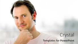  Presentation with keyword - Presentation theme enhanced with portrait of a young handsome man a keyword for this collection is wima7 background and a coral colored foreground