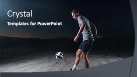  Presentation with soccer - PPT theme featuring portrait-of-a-young-handsome background and a  colored foreground