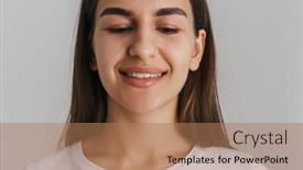  Presentation with long hair - Slides consisting of portrait-of-a-young-happy background and a coral colored foreground