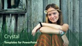  Presentation with hippie - PPT theme with portrait-of-a-young-hippie background and a ocean colored foreground