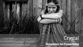  Presentation with black girl - Presentation design having portrait-of-a-young-hippy background and a dark gray colored foreground