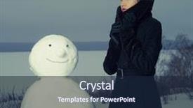  Presentation with snowman - Audience pleasing PPT theme consisting of portrait of a young lady with a big snowman backdrop and a navy blue colored foreground