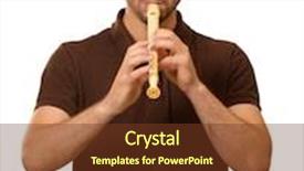  Presentation with flute - Theme with portrait of a young male playing flute on white background background and a tawny brown colored foreground