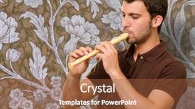  Presentation with flute - Cool new PPT layouts with portrait of a young man playing flute on wallpaper backdrop and a red colored foreground