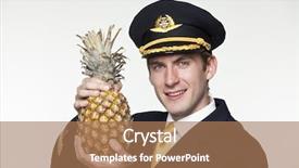  Presentation with pilot - Beautiful presentation design featuring portrait of a young man in the form of a passenger plane pilot backdrop and a coral colored foreground