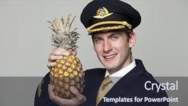  Presentation with pilot - Colorful presentation enhanced with portrait of a young man in the form of a passenger plane pilot backdrop and a wine colored foreground