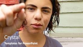  Presentation with nobody - Presentation theme enhanced with portrait of a young man with colored fence behind frontal view nobody inside background and a red colored foreground