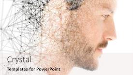  Presentation with digital art - PPT theme with portrait-of-a-young-man background and a lemonade colored foreground