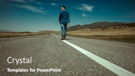  Presentation with black man fashion - PPT theme having portrait-of-a-young-man background and a gray colored foreground