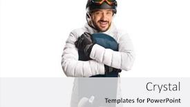  Presentation with snowboard - PPT theme enhanced with portrait-of-a-young-man background and a white colored foreground