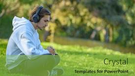  Presentation with green lawn - Slide set with portrait-of-a-young-man background and a seafoam green colored foreground