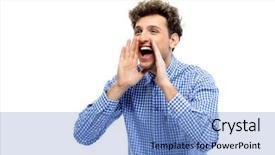  Presentation with one young man exercising handball - Beautiful presentation theme featuring portrait of a young man backdrop and a teal colored foreground