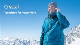  Presentation with happy holiday - Presentation theme enhanced with portrait of a young man background and a teal colored foreground