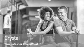  Presentation with tire - Amazing presentation theme having portrait of a young multiethnic couple after training with a sledgehammer and tractor tire backdrop and a gray colored foreground