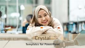  Presentation with woman muslim - Slide set enhanced with portrait-of-a-young-muslim and a  colored foreground