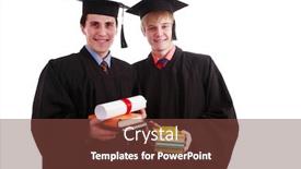  Presentation with academic - Amazing PPT layouts having portrait of a young people in an academic gown graduation education background backdrop and a tawny brown colored foreground