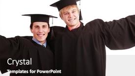  Presentation with academic - Slides with portrait of a young peoplein a academic gown education background background and a wine colored foreground