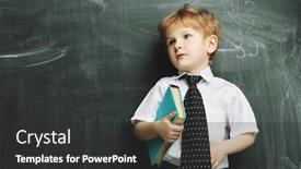  Presentation with kids fashion - Slide set with portrait-of-a-young-schoolboy background and a dark gray colored foreground