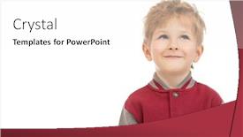  Presentation with kids fashion - PPT theme having portrait-of-a-young-schoolboy background and a white colored foreground