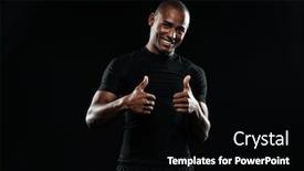 Presentation with black man - Presentation theme enhanced with portrait-of-a-young-smiling background and a black colored foreground