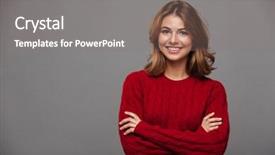  Presentation with red - PPT theme featuring portrait of a young smiling background and a gray colored foreground