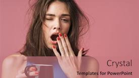  Presentation with cup coffee - Slides with portrait-of-a-young-tired background and a coral colored foreground