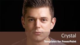  Presentation with camera - Beautiful presentation featuring portrait of a young white man looking to camera backdrop and a tawny brown colored foreground