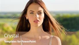  Presentation with beautiful nature - PPT theme featuring portrait-of-a-young-woman background and a coral colored foreground