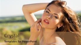  Presentation with beautiful nature - Colorful theme enhanced with portrait-of-a-young-woman backdrop and a coral colored foreground