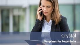  Presentation with front office - PPT layouts featuring portrait-of-a-young-woman background and a ocean colored foreground