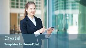  Presentation with hr digital - PPT theme consisting of portrait-of-a-young-woman background and a ocean colored foreground