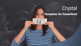  Presentation with chalk board - Beautiful theme featuring portrait of a young woman holding a banknote in front of chalk drawing board backdrop and a dark gray colored foreground