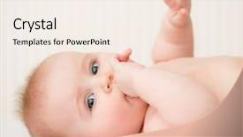  Presentation with baby growth and development - Amazing PPT theme having portrait of adorable baeutiful baby backdrop and a sky blue colored foreground