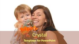  Presentation with mother son flowers - Colorful PPT layouts enhanced with portrait of adorable family - mother and son with flowers isolated on white backdrop and a red colored foreground