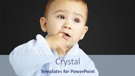  Presentation with infant - PPT layouts enhanced with portrait of adorable infant with the finger in his mouth wearing background and a sky blue colored foreground