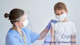  Presentation with doctor office - PPT theme featuring portrait-of-adorable-little-boy background and a light blue colored foreground