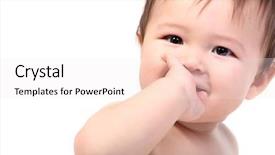  Presentation with baby smile - Presentation theme having portrait of adorable smiling baby background and a sky blue colored foreground