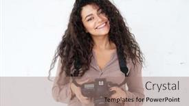  Presentation with digital - PPT theme having portrait-of-afican-woman-holding background and a coral colored foreground