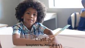  Presentation with school elementary - Presentation theme featuring portrait-of-african-american-elementary background and a coral colored foreground