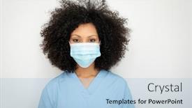  Presentation with medical worker - PPT theme with portrait-of-african-american-female background and a light blue colored foreground